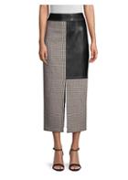 Yigal Azrouel Tweed Leather Panel Midi Pencil Skirt