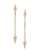 Meira T Diamond & 14k Yellow & Rose Gold Arrow Drop Earrings