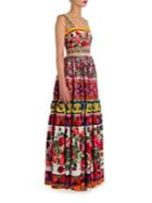 Dolce & Gabbana Sleeveless Apron Embroidered Tiered Gown