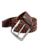 Saks Fifth Avenue Collection Brown Woven Italian Leather & Rayon Belt