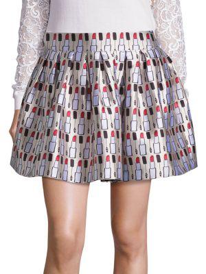 Alice + Olivia Fizer Pleated Printed Skirt