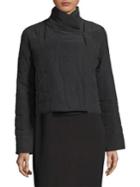Eileen Fisher High Collar Crop Silk Jacket