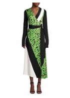 Diane Von Furstenberg Maureen Leaf Silk Midi Wrap Dress