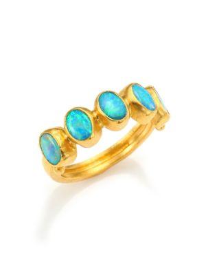 Gurhan Amulet Hue Blue Opal & 24k Yellow Gold Ring