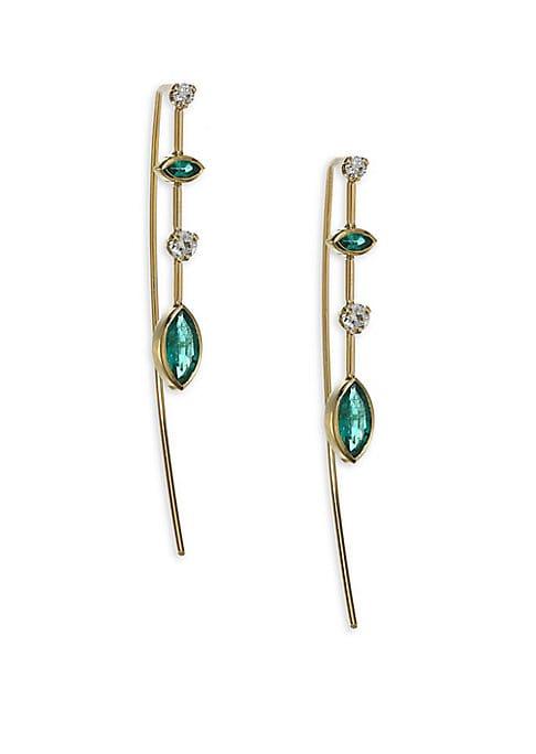 Zoe Chicco Gemfields Emerald, Dimond & 14k Yellow Gold Linear Drop Earrings