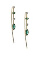 Zoe Chicco Gemfields Emerald, Dimond & 14k Yellow Gold Linear Drop Earrings