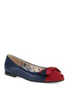Gucci Leather Web Bow Ballet Flats
