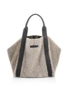 Brunello Cucinelli Large Reversible Shearling & Metallic Leather Tote