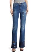 Red Valentino Star Frayed Bootcut Jeans
