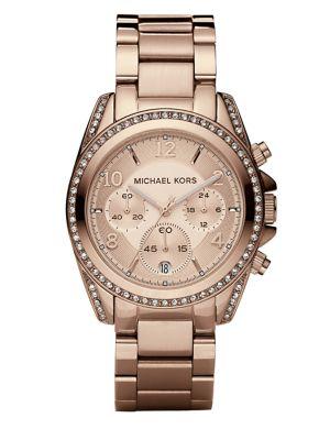 Michael Kors Blair Rose Goldtone Stainless Steel Chronograph Bracelet Watch