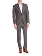 Isaia Grey Textured Plaid Suit
