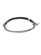 Title Of Work Gridlocks Sterling Silver And Braided Leather Bracelet