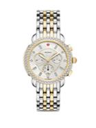 Michele Watches Chronograph Two-tone Diamond Bezel Bracelet Watch