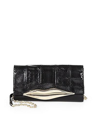 Diane Von Furstenberg Flirty Lips Snake-embossed Convertible Cluch