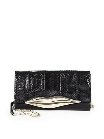 Diane Von Furstenberg Flirty Lips Snake-embossed Convertible Cluch