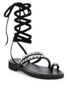 Giuseppe Zanotti Crystal-embellished Suede Lace-up Sandals