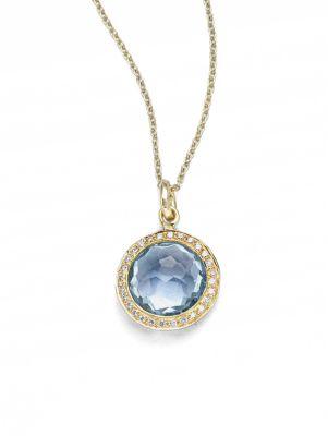 Ippolita Lollipop Blue Topaz, Diamond & 18k Yellow Gold Mini Pendant Necklace