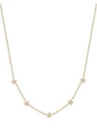 Ef Collection 14k Yellow Gold Five Mini Star Diamond Necklace