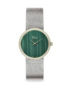 Dior La D De Dior 36mm Malachite & Diamond Satine Watch
