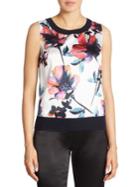 St. John Floral Wool & Cashmere Top