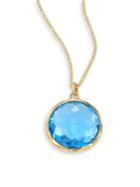 Ippolita Lollipop Swiss Blue Topaz & 18k Yellow Gold Pendant Necklace