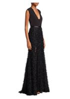 Halston Heritage Feather Boucle Gown