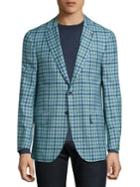 Isaia Gingham Checked Single-breasted Wool-blend Blazer