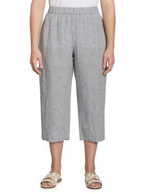 Eileen Fisher, Plus Size Cropped Organic Linen Pants