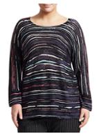 Nic+zoe Plus Line Up Striped Flare Sleeve Top