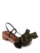 Marni Fabric Bow Wooden Leather Sandals