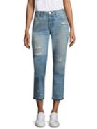 Amo Distressed Tomboy Crop Jeans With Patches