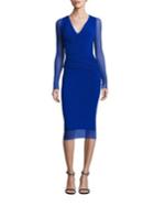 Fuzzi Long Sleeve Bust Ruched Bodycon Dress