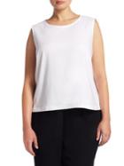 Eileen Fisher, Plus Size Stretch Jersey Roundneck Blouse