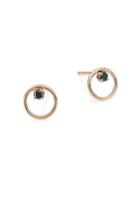 Zoe Chicco 14k Rose Gold & Black Diamond Mini Circle Stud Earrings