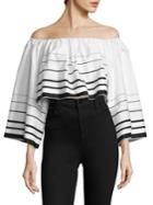Kendall + Kylie Printed Off-the-shoulder Top