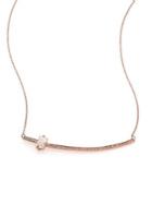 Jacquie Aiche Moonstone, Diamond & 14k Rose Gold Curved Bar Necklace