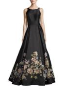 Basix Black Label Floral-print A-line Gown