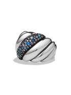 David Yurman Hampton Cable Ring With Grey Diamonds And Blue Sapphires