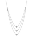 Ef Collection Triple Layer 14k White Gold 0.14 Tcw Diamond Bezel Necklace