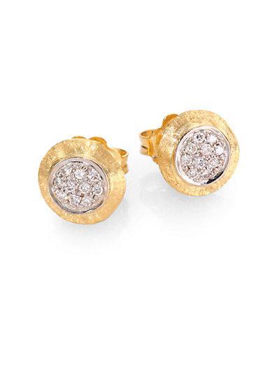 Marco Bicego Delicati Diamond, 18k Yellow & White Gold Stud Earrings