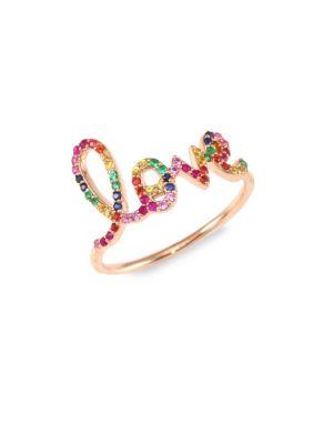 Sydney Evan Large Love Rainbow Sapphire Ring