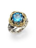 Konstantino Hermione Blue Topaz, 18k Yellow Gold & Sterling Silver Floral Ring