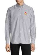 Ami Smiley Stripe Cotton Button-down Shirt