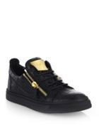 Giuseppe Zanotti Leather Croc-embossed Low-top Sneakers