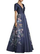 Basix Black Label Hand Painted Floral Gown