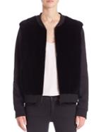 Diane Von Furstenberg Dylin Rabbit Fur Reversible Camo Jacket