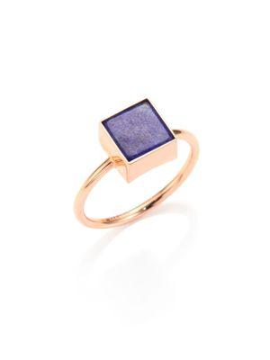 Ginette Ny Wise Ever Lapis Lazuli & 18k Rose Gold Square Ring