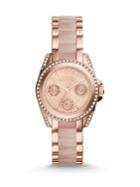 Michael Kors Mini Blair Chronograph Rose Goldtone Stainless Steel & Acetate Bracelet Watch