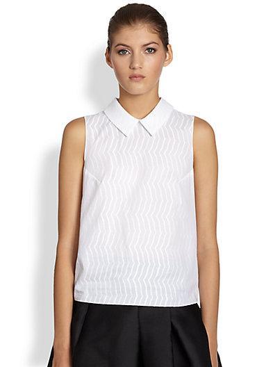 Jil Sander Navy Sleeveless Collared Shirt