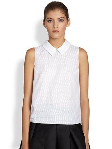 Jil Sander Navy Sleeveless Collared Shirt